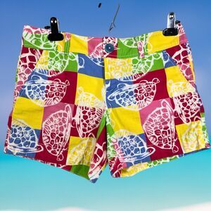 Lilly Pulitzer Shorts Women Size 2 Small Vibrant Turtle Print Novelty Resort